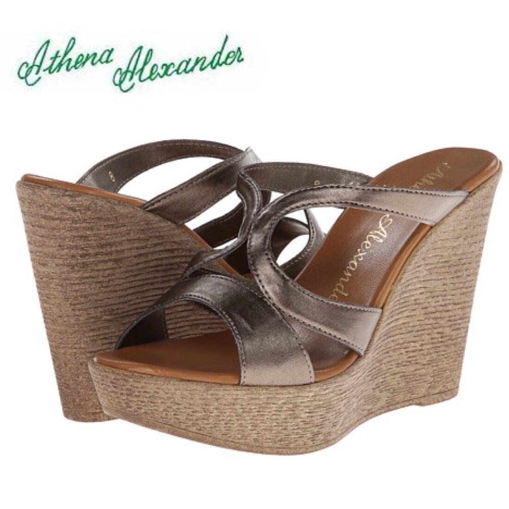 Athena Alexander Ready Pewter Wedge Heels - Size 9